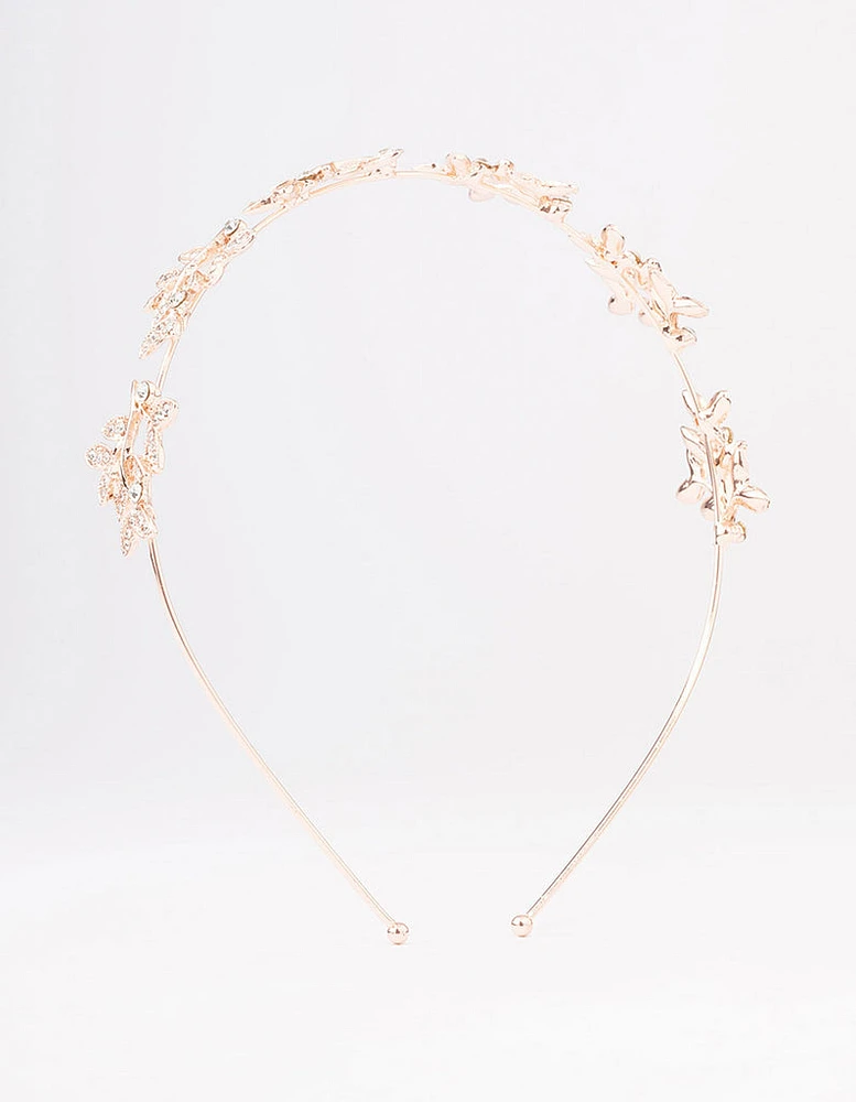 Rose Gold Diamante Leaf Celestial Headband