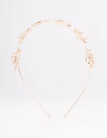 Rose Gold Diamante Leaf Celestial Headband