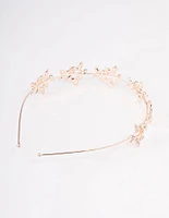 Rose Gold Diamante Leaf Celestial Headband