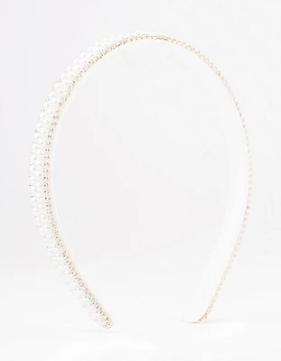 Fabric Pearl & Diamante Classic Headband