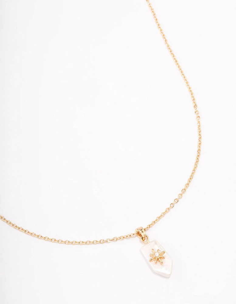 Gold Plated Freshwater Pearl Cubic Zirconia Celestial Necklace