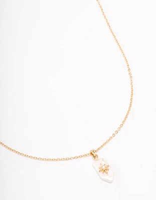 Gold Plated Freshwater Pearl Cubic Zirconia Celestial Necklace