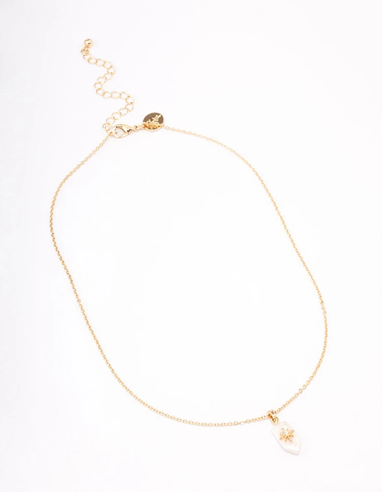 Gold Plated Freshwater Pearl Cubic Zirconia Celestial Necklace