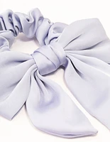 Blue Satin Bow Hair Scrunchie