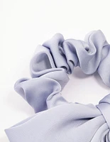 Blue Satin Bow Hair Scrunchie