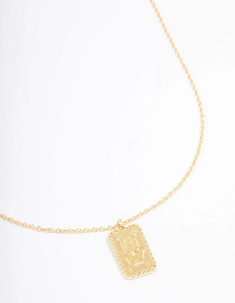 Gold Plated Hamsa Rectangle Pendant Necklace