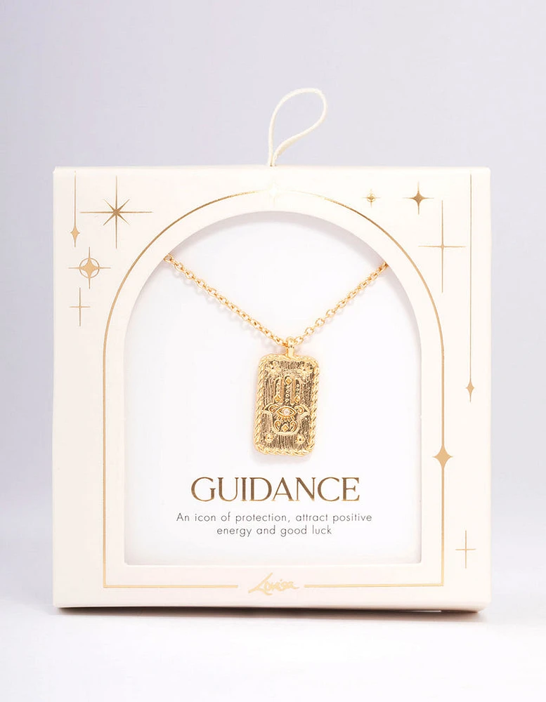 Gold Plated Hamsa Rectangle Pendant Necklace