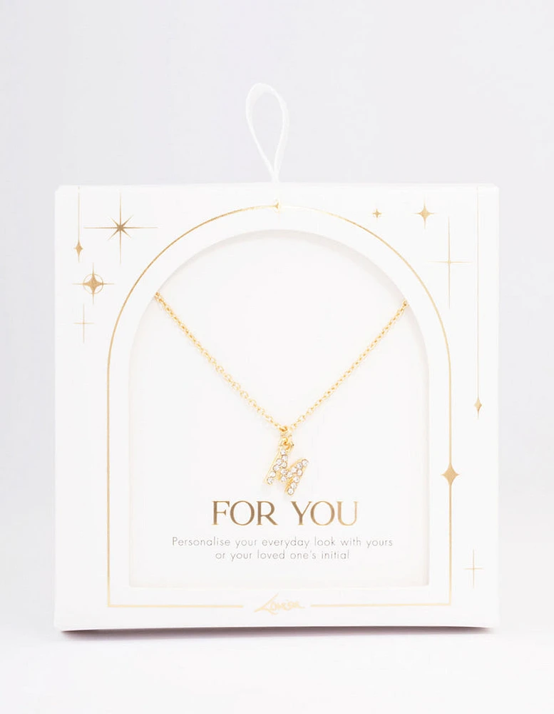 Letter M Gold Plated Initial Pendant Necklace