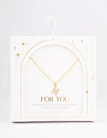 Letter M Gold Plated Initial Pendant Necklace