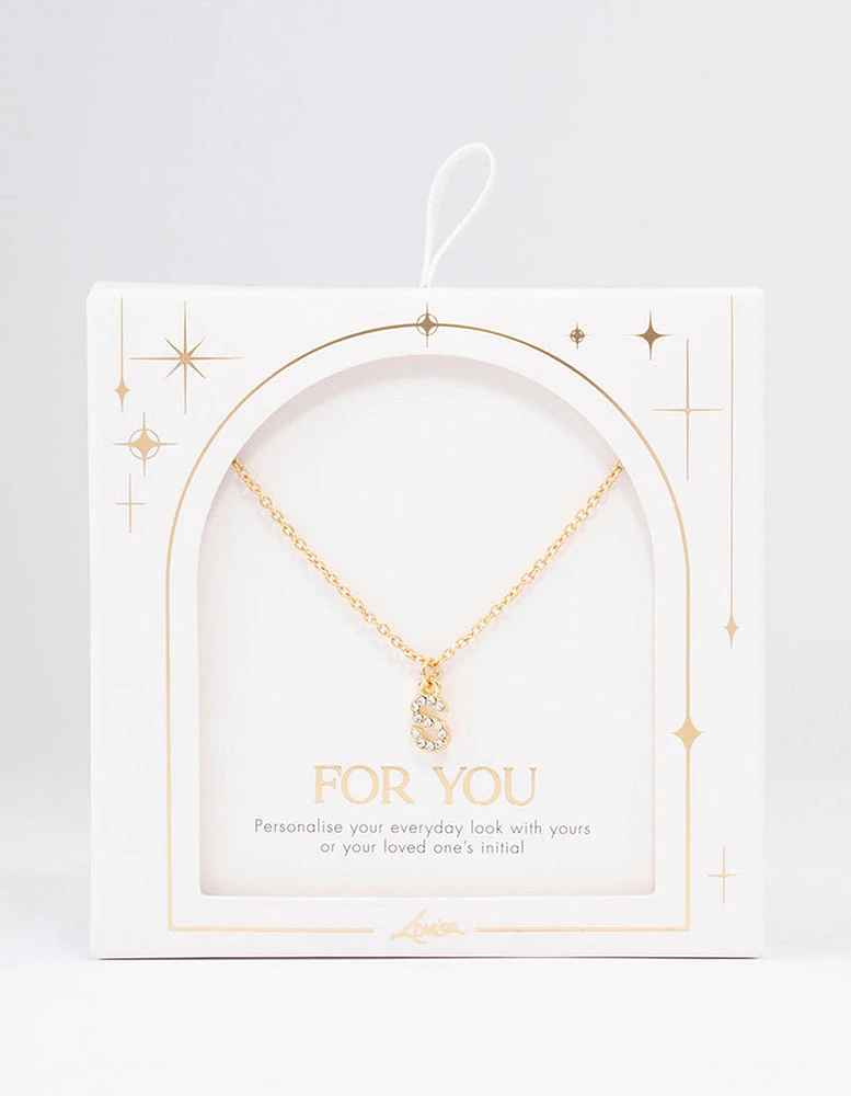 Letter S Gold Plated Initial Pendant Necklace