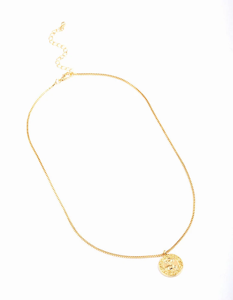 Gold Plated Aries Star Sign Pendant Necklace