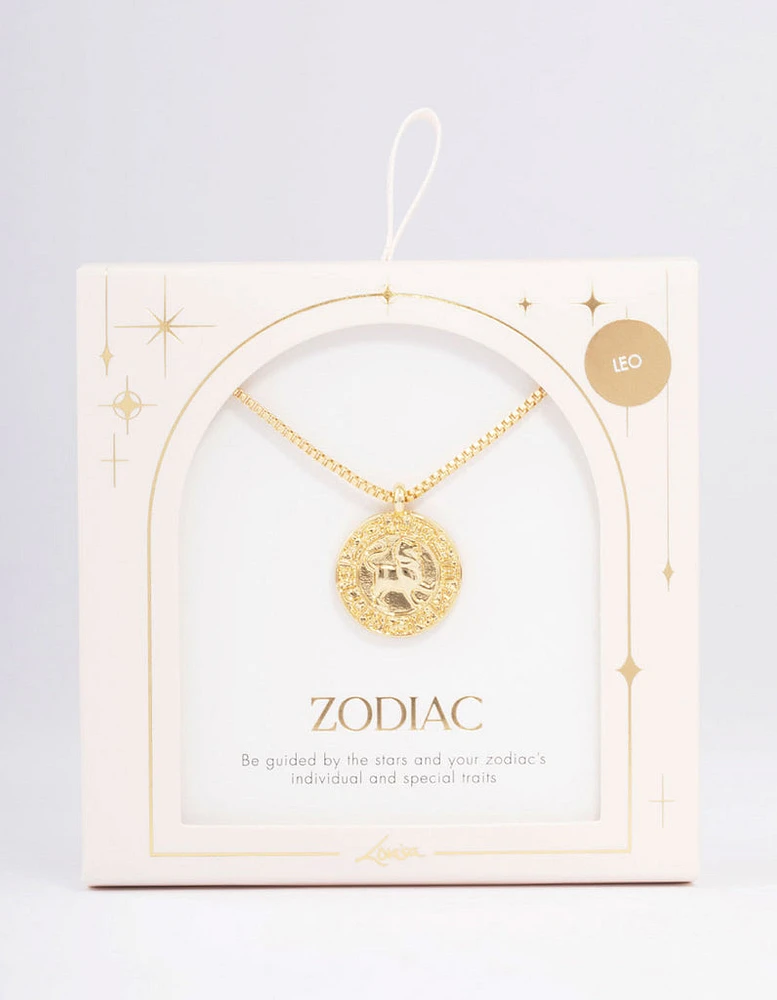 Gold Plated Leo Star Sign Pendant Necklace