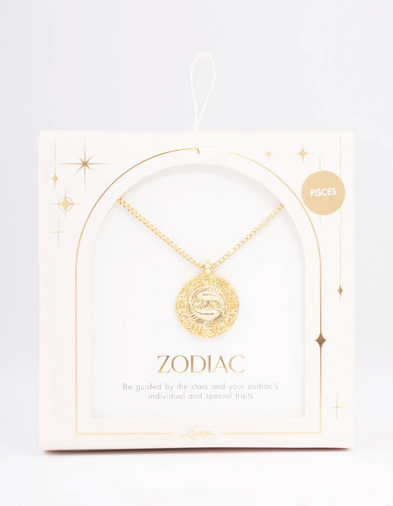 Gold Plated Pisces Star Sign Pendant Necklace