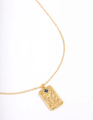 Gold Plated March Birth Month Flower Pendant Necklace