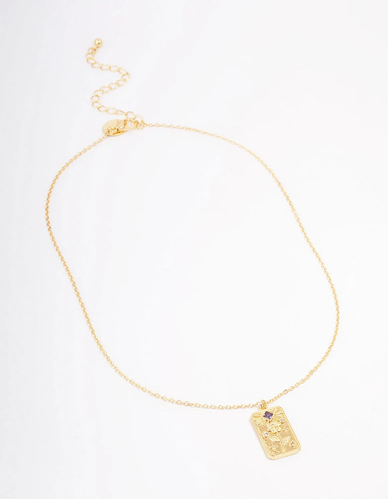 Gold Plated February Birth Month Flower Pendant Necklace