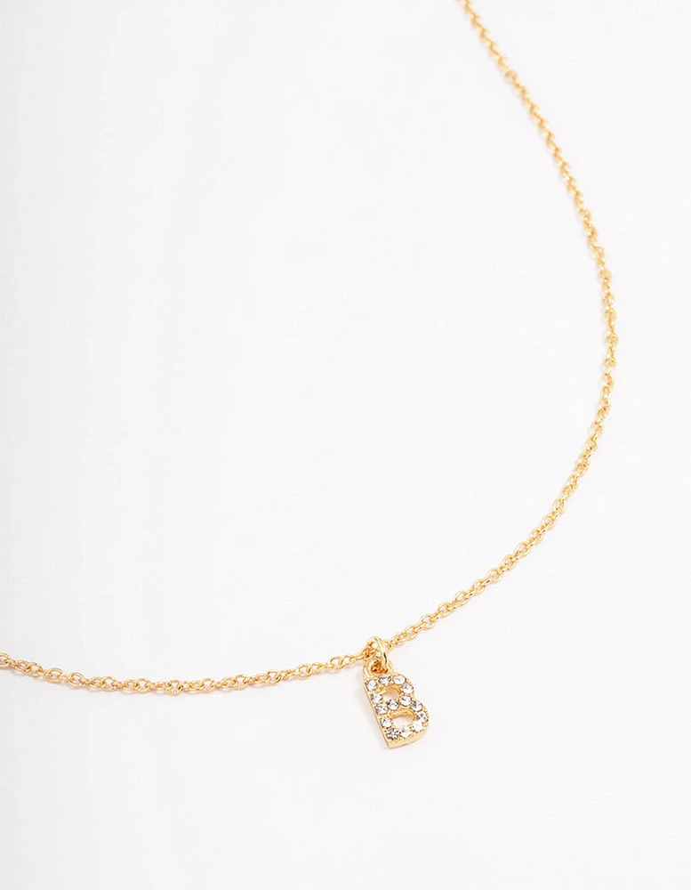 Letter B Gold Plated Initial Pendant Necklace