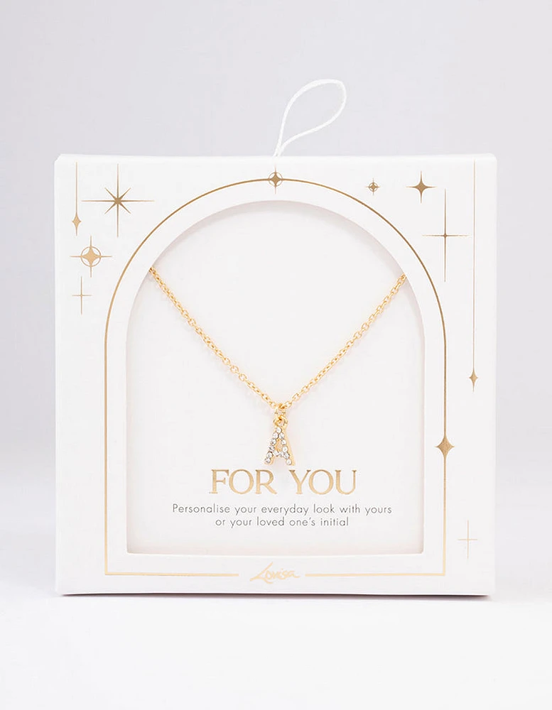 Letter A Gold Plated Initial Pendant Necklace