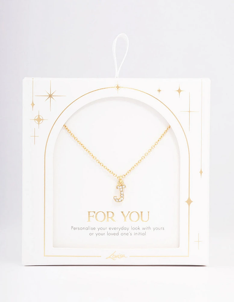 Letter J Gold Plated Initial Pendant Necklace