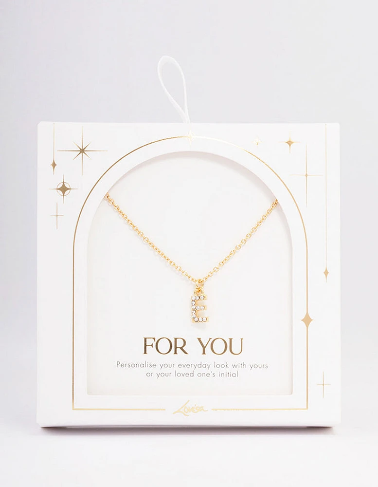 Letter E Gold Plated Initial Pendant Necklace