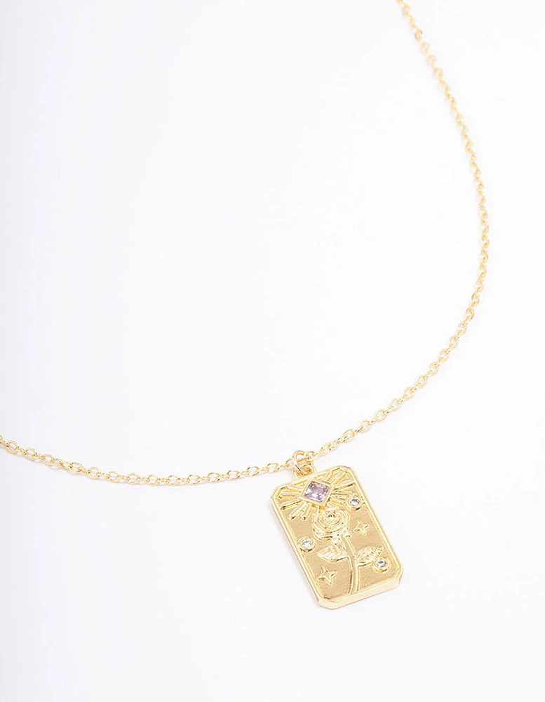 Gold Plated June Birth Month Flower Pendant Necklace