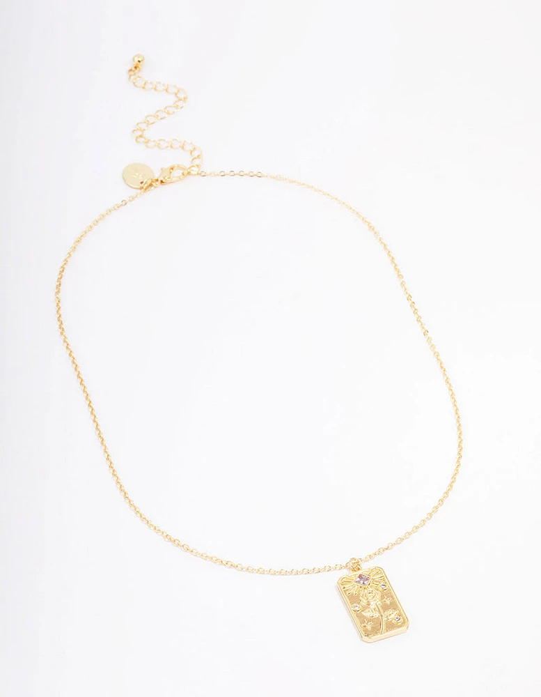 Gold Plated June Birth Month Flower Pendant Necklace