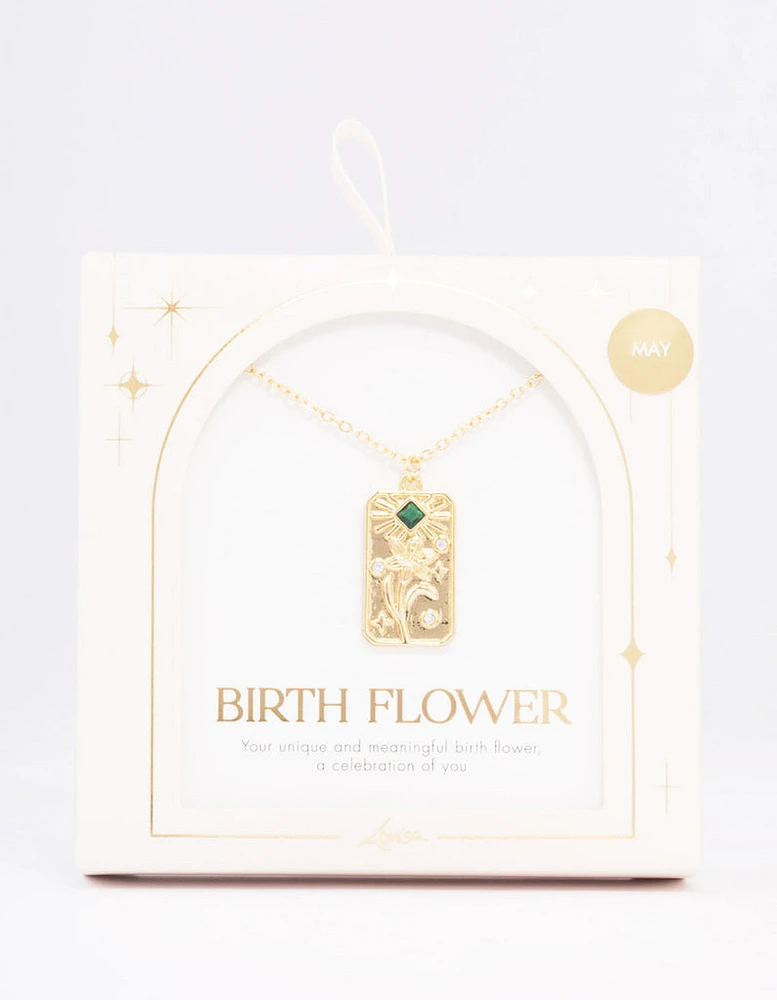 Gold Plated May Birth Month Flower Pendant Necklace