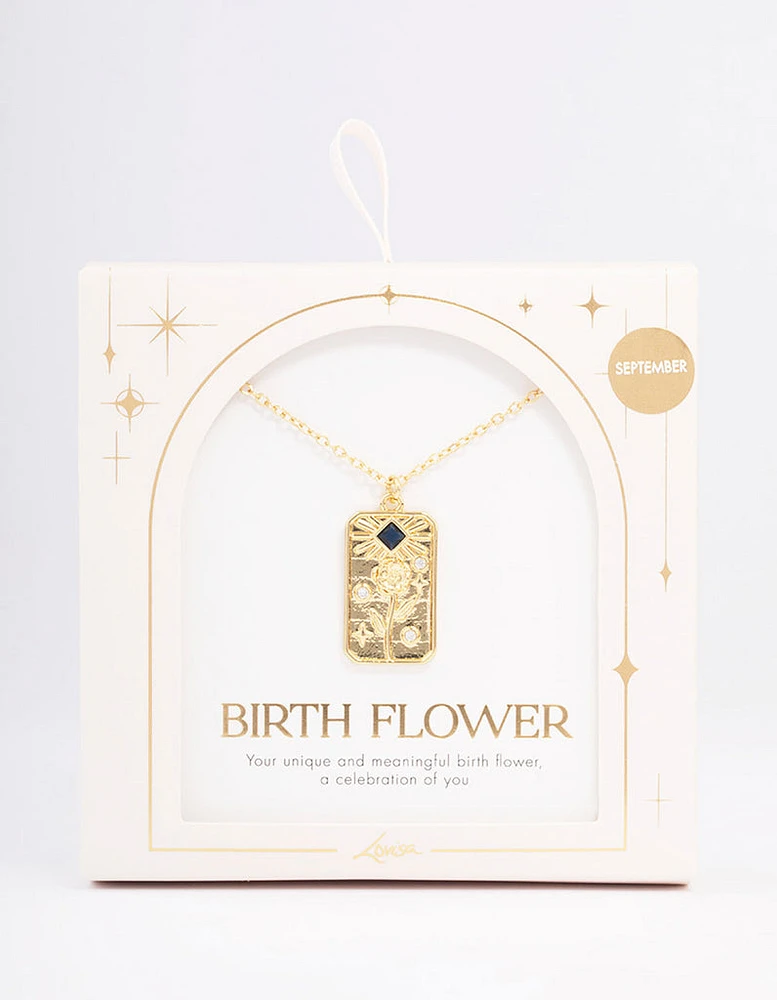 Gold Plated September Birth Month Flower Pendant Necklace