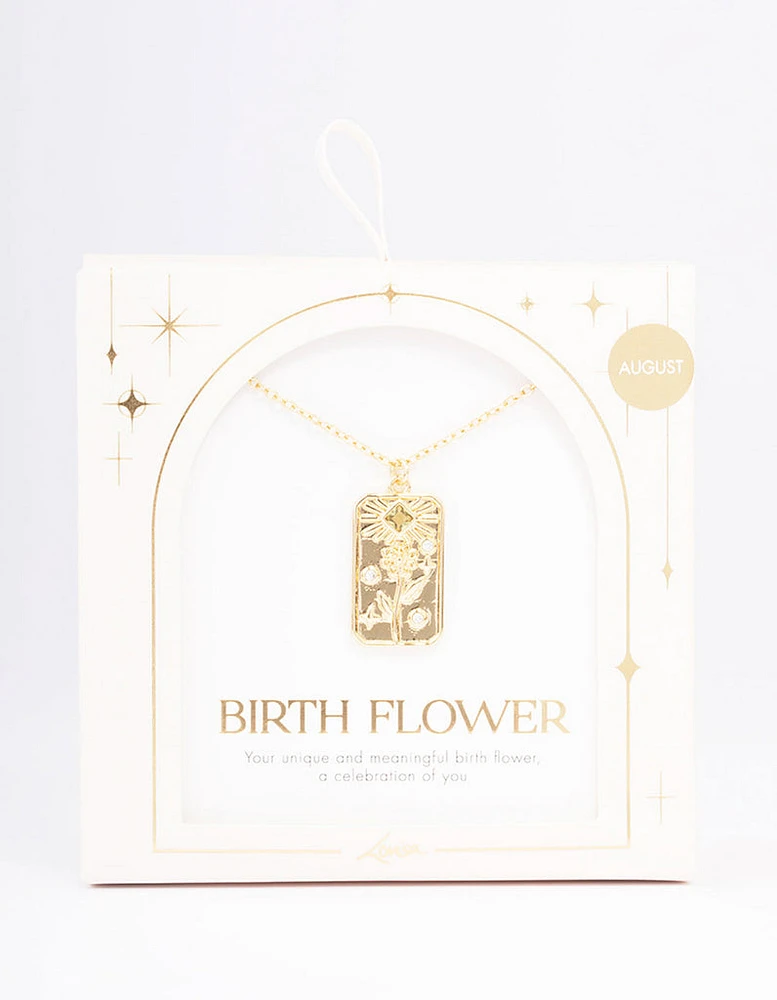 Gold Plated August Birth Month Flower Pendant Necklace