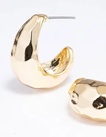 Gold Plated Bold Textured Hoop Earrings