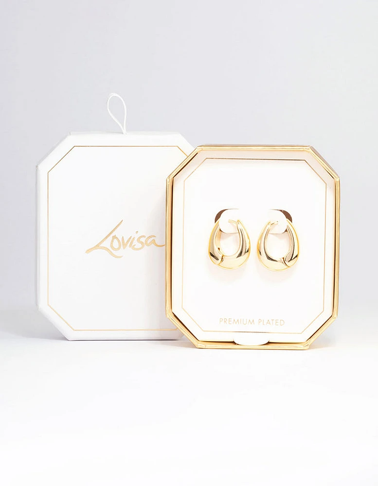 Gold Plated Bold Oval Hoop Earrings