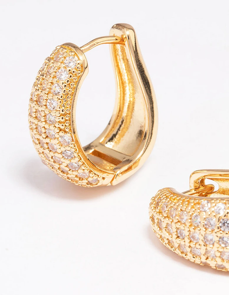 Gold Plated Cubic Zirconia Bold Hoop Earrings