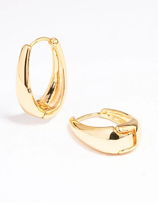 Gold Plated Oval Hoop Earrings