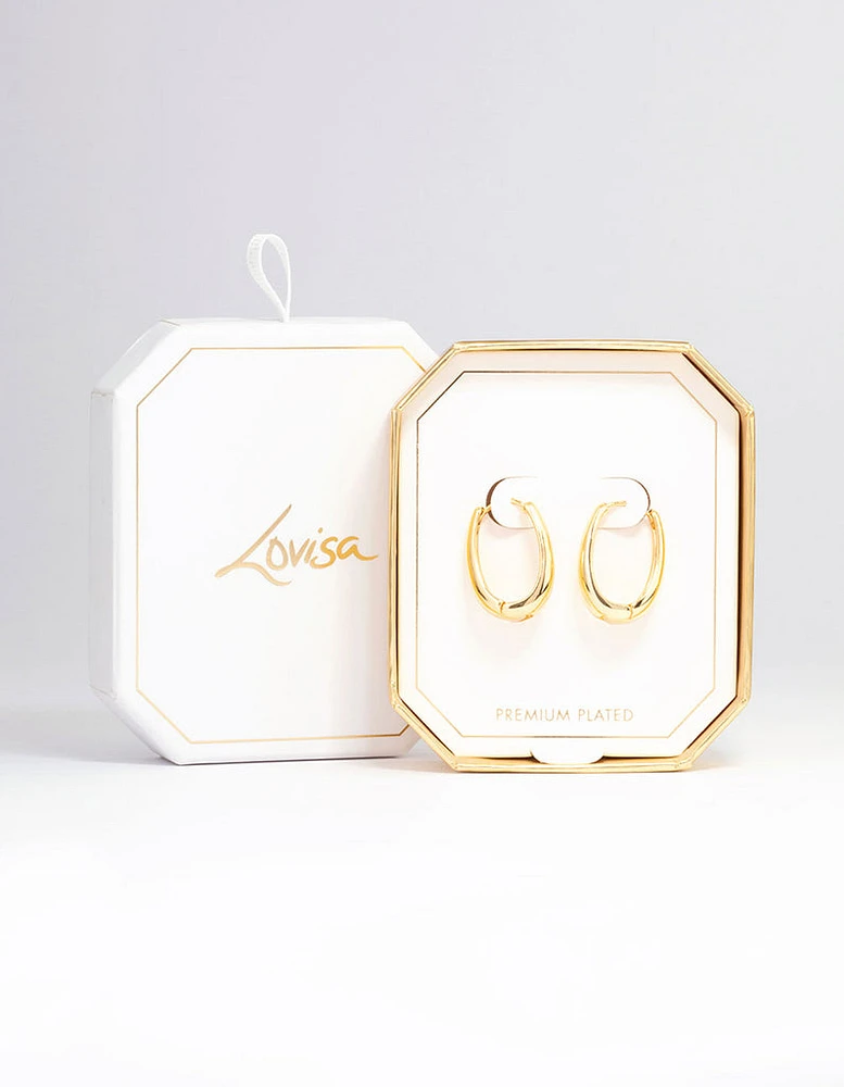 Gold Plated Oval Hoop Earrings