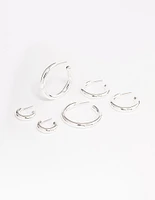 Silver Plated Chubby Hoop Earring -Pack