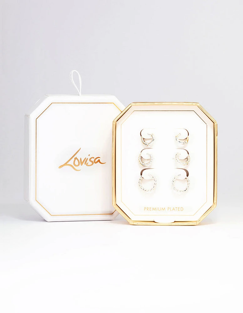 Silver Plated Fine Hoop Earring 3-Pack