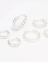 Silver Plated Fine Hoop Earring 3-Pack