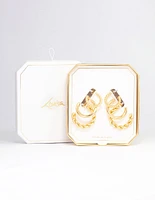 Gold Plated Textured Hoop Earring 3-Pack