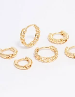 Gold Plated Fine Hoop Earring 3-Pack