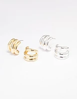 Gold & Silver Plated Huggie Hoop Earring Pack