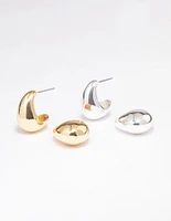 Gold & Silver Plated Huggie Hoop Earring Pack