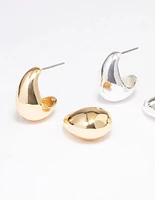 Gold & Silver Plated Huggie Hoop Earring Pack