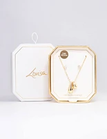 Gold Plated Double Drop Pendant Necklace & Earrings Set