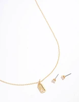 Gold Plated Fine Pendant Necklace & Earrings Set