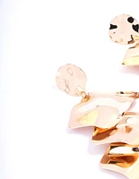 Gold Abstract Disc Drop Earrings