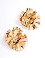 Gold Flower Curve Stud Earrings