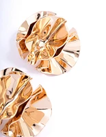 Gold Flower Curve Stud Earrings