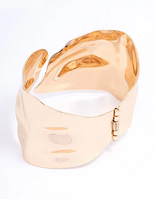 Gold Large Abstract Wrist Cuff