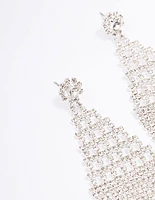 Silver Diamante Cup Chain Drop Earrings