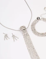 Silver Ball Cup Chain Drop Jewellery Set