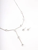 Rhodium Diamante Drop Jewellery Set